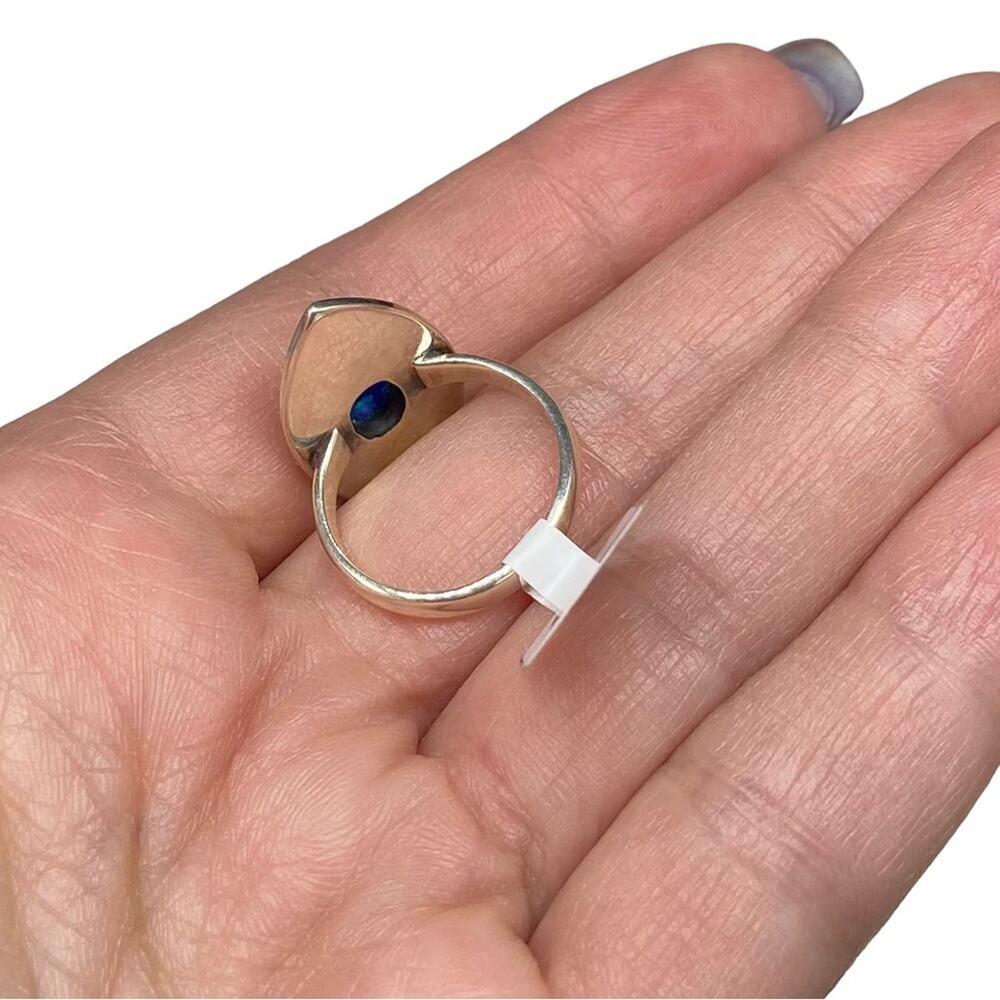 Blue Fire Opal Ring Size 6.5 Solid Sterling Silve… - image 4
